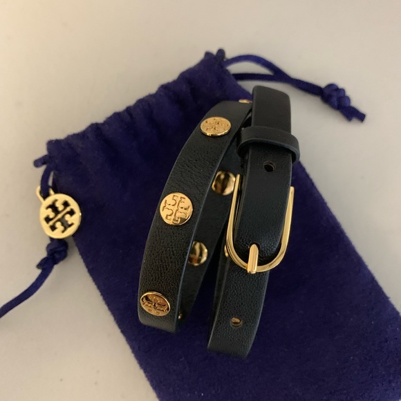 💕👜TORY BURCH Black Leather Wrap Bracelet💕 - Picture 6 of 7